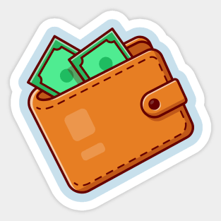 Wallet And Money Cartoon Sticker